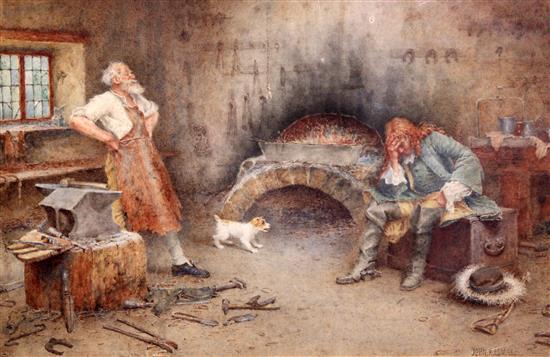 John Arthur Lomax (1857-1923) The Blacksmiths Forge, 10.5 x 15.5in.